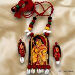 Hand Painted Durga Maa Pendant Earring Set