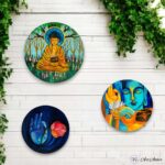 Hand-painted Calming buddha Wall Plates - Set of 3 - Image 3
