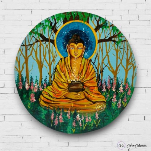 Hand-painted Calming buddha Wall Plates - Set of 3