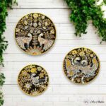 Hand-painted Golden Elegance Kalamkari Wall Plates - Set of 3 - Image 3