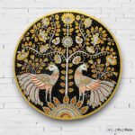 Hand-painted Golden Elegance Kalamkari Wall Plates - Set of 3