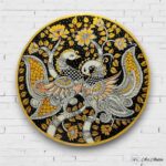 Hand-painted Golden Elegance Kalamkari Wall Plates - Set of 3 - Image 2