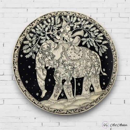 Hand-painted Krishna Pattachitra Wall Plates - Set of 3