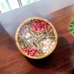 Handcrafted Mangowood Floral Mosaic Snacks Bowls – Set of 2 - Image 3