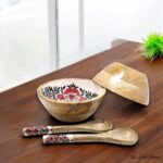 Handcrafted Mangowood Gulmohar Snacks Bowls – Set of 2