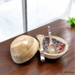 Handcrafted Mangowood Gulmohar Snacks Bowls – Set of 2 - Image 3