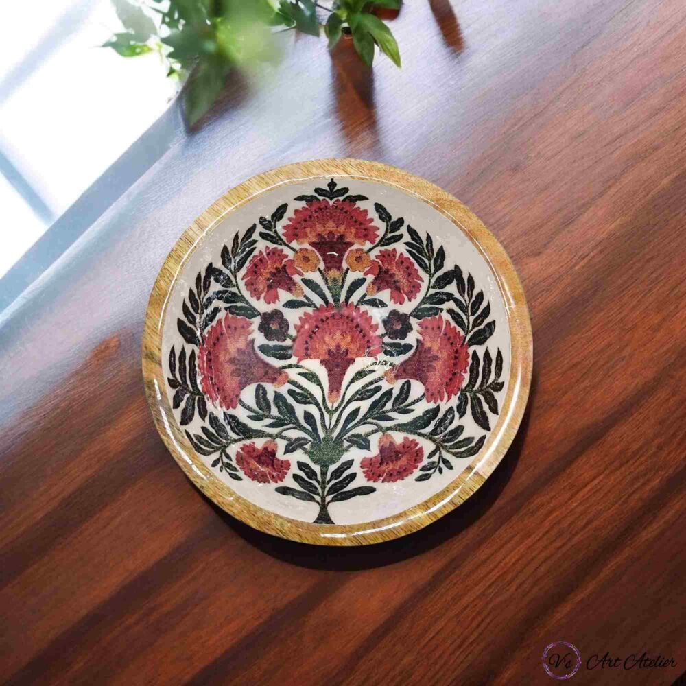 Handcrafted Mangowood Gulmohar Snacks Bowls – Set of 2 - Image 4