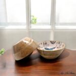Handcrafted Mangowood Vintage Floral Snacks Bowls– Set of 2 - Image 2