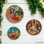 Hand-painted Madhubani Muse Wall Plates - Set of 3 - Image 3