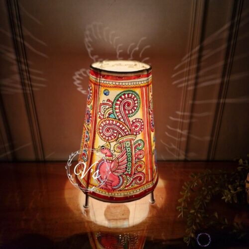 Hand Painted Pink Peacock Table Top Lamp Single - 9 Inches