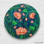 Hand-painted Lotus Bloom Wall Plates - Set of 3