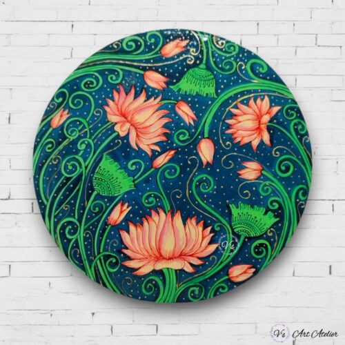 Hand-painted Lotus Bloom Wall Plates - Set of 3