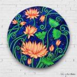 Hand-painted Lotus Bloom Wall Plates - Set of 3 - Image 2