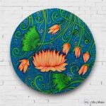 Hand-painted Lotus Bloom Wall Plates - Set of 3 - Image 4