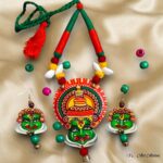 Hand Painted Kathakali Pendant Earring Set