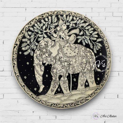 Hand-painted Krishna Pattachitra Wall Plates - Set of 3