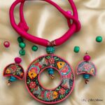Hand Painted Madhubani Fish Pendant Earring Set