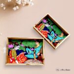Indian Women Teakwood Printed Tray – Set of 2 - Image 3