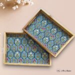 Mughal Art Teakwood Printed Tray – Set of 2 - Image 3