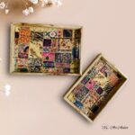 Patchwork Paradise Teakwood Printed Tray – Set of 2 - Image 4