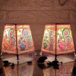 Hand Painted Tholu Peacock Table Top Lamp Set of 2 - 6 Inches