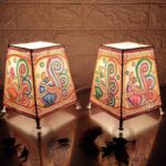 Hand Painted Tholu Peacock Table Top Lamp Set of 2 - 6 Inches - Image 2