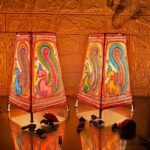 Hand Painted Traditional Peacock Table Top Lamp Set of 2 - 9 Inches