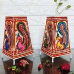 Hand Painted Traditional Peacock Table Top Lamp Set of 2 - 9 Inches - Image 2