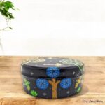 Hand Painted Pattachitra Black Nature Masala Box - Image 4
