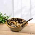 Handcrafted Mangowood Black Paisley Salad Bowl Set - Single