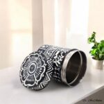 Hand Painted Pattachitra Tribal Metal Jars - Set of 3 (M) - Image 2