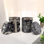 Hand Painted Pattachitra Tribal Metal Jars - Set of 2 (M) - Image 2