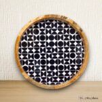 Mango Wood Black and White Mosaic Round Tray 14 Inches - Single