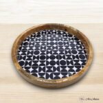 Mango Wood Black and White Mosaic Round Tray 14 Inches - Single - Image 2