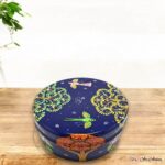 Hand Painted Pattachitra Blue Nature Masala Box - Image 2