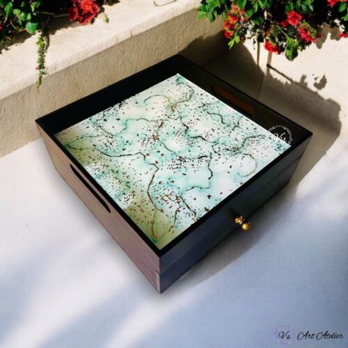 Multipurpose Drawer Tray Blue Gold