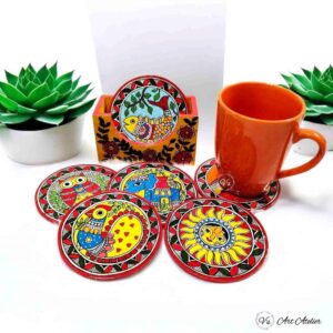 Hand painted tea coasters with unique patterns and textures