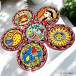 Hand Painted Madhubani Theme Coasters - Set of 6 - Image 2