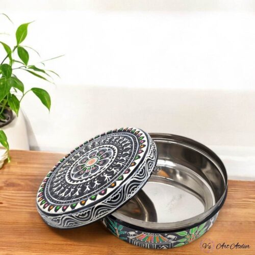 Hand Painted Pattachitra Tribal Black Roti Box