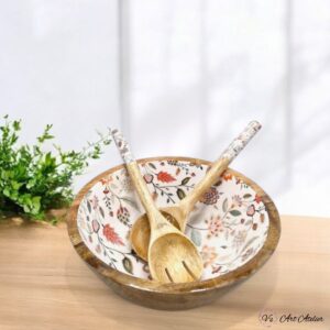 Big wooden bowl with a dark wood finish.