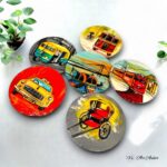 Hand Painted Kolkata Theme Coasters - Set of 6 - Image 2