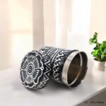 Hand Painted Pattachitra Tribal Metal Jars - Set of 3 (S) - Image 4