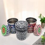 Hand Painted Pattachitra Tribal Metal Jars - Set of 3 (S)