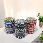 Hand Painted Pattachitra Tribal Metal Jars - Set of 3 (S) - Image 3