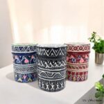 Hand Painted Pattachitra Tribal Metal Jars - Set of 3 (S) - Image 2