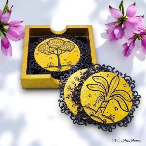 Hand Painted Pattachitra Nature Inspired Coasters – Set of 6