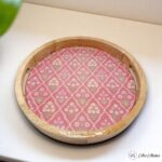 Mango Wood Pink Round Tray 14 Inches - Single - Image 2