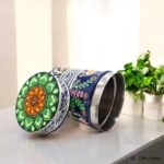 Hand Painted Pattachitra Tribal Metal Jars - Set of 2 (L) - Image 4