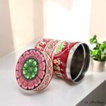 Hand Painted Pattachitra Tribal Metal Jars - Set of 2 (L) - Image 5