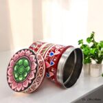 Hand Painted Pattachitra Tribal Metal Jars - Set of 2 (S) - Image 4